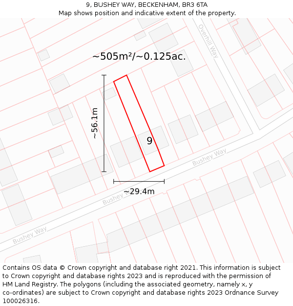 9, BUSHEY WAY, BECKENHAM, BR3 6TA: Plot and title map