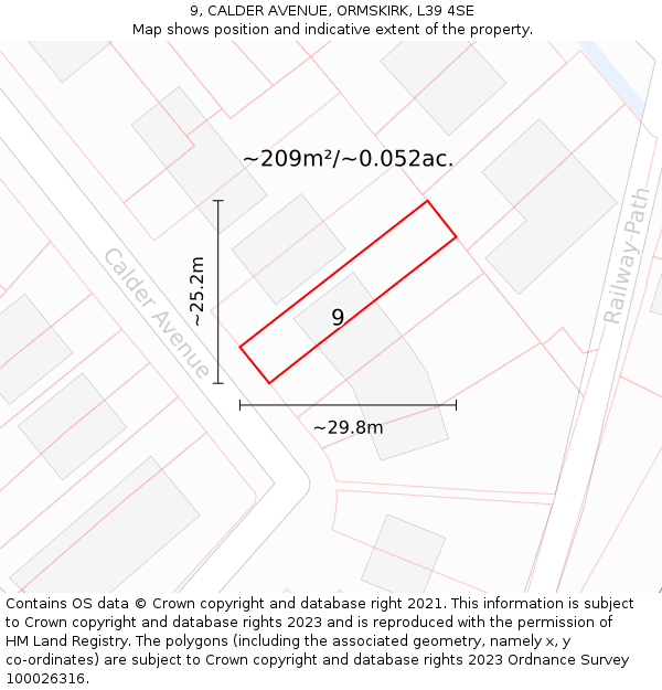 9, CALDER AVENUE, ORMSKIRK, L39 4SE: Plot and title map