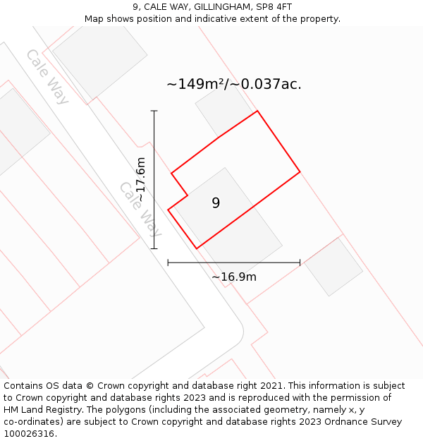 9, CALE WAY, GILLINGHAM, SP8 4FT: Plot and title map
