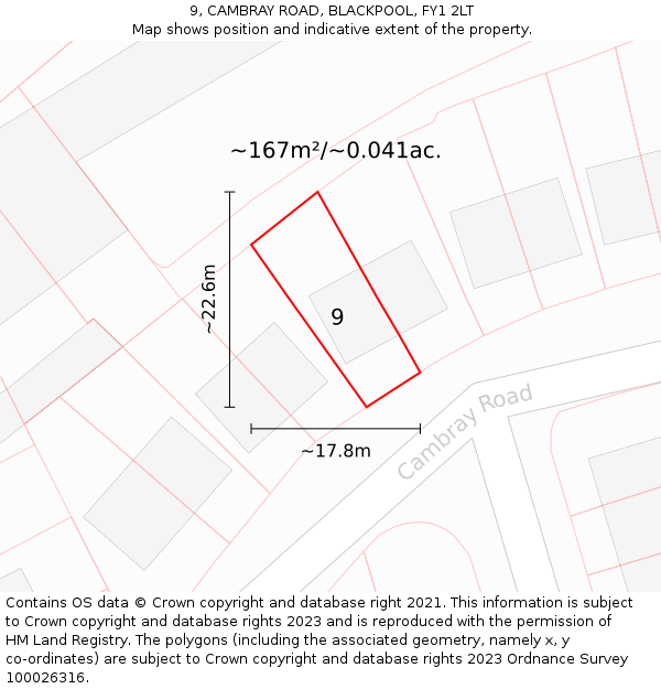 9, CAMBRAY ROAD, BLACKPOOL, FY1 2LT: Plot and title map