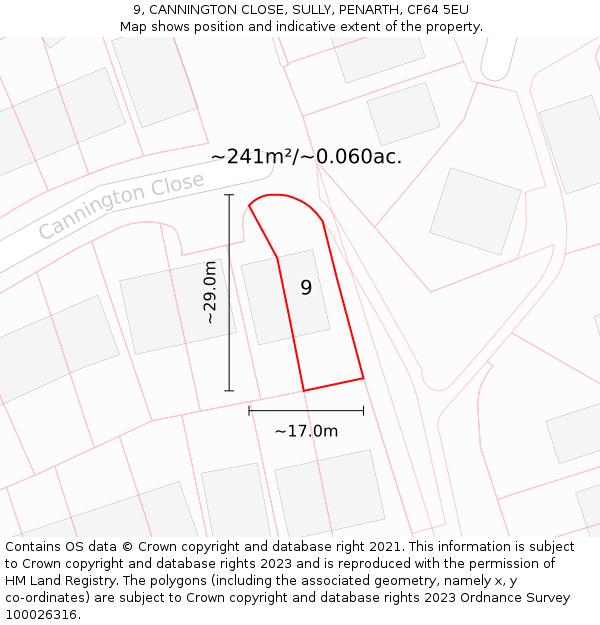 9, CANNINGTON CLOSE, SULLY, PENARTH, CF64 5EU: Plot and title map