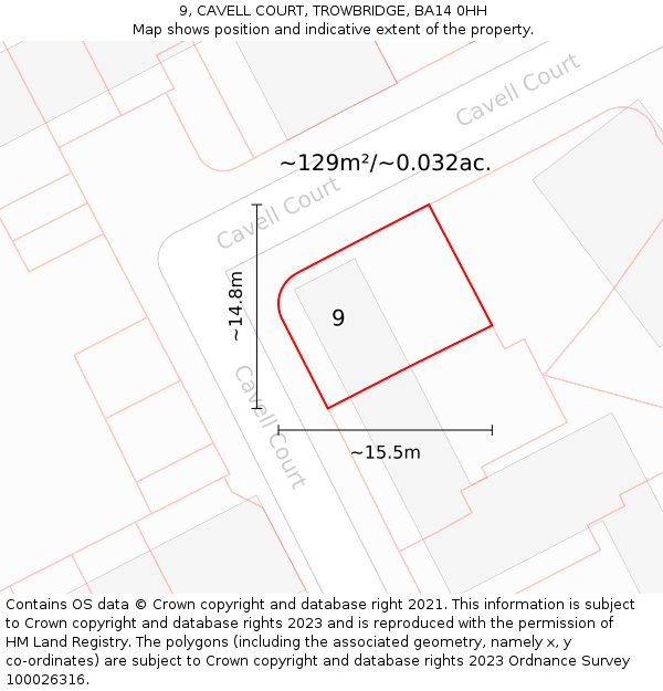 9, CAVELL COURT, TROWBRIDGE, BA14 0HH: Plot and title map