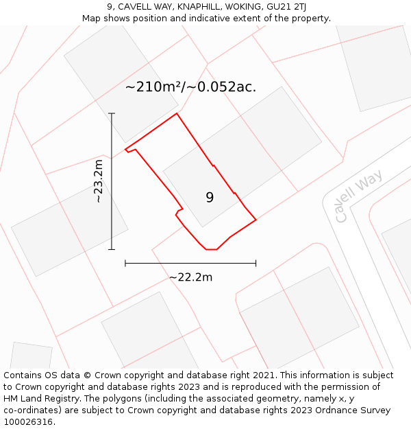 9, CAVELL WAY, KNAPHILL, WOKING, GU21 2TJ: Plot and title map