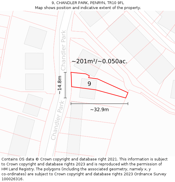 9, CHANDLER PARK, PENRYN, TR10 9FL: Plot and title map