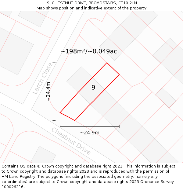 9, CHESTNUT DRIVE, BROADSTAIRS, CT10 2LN: Plot and title map