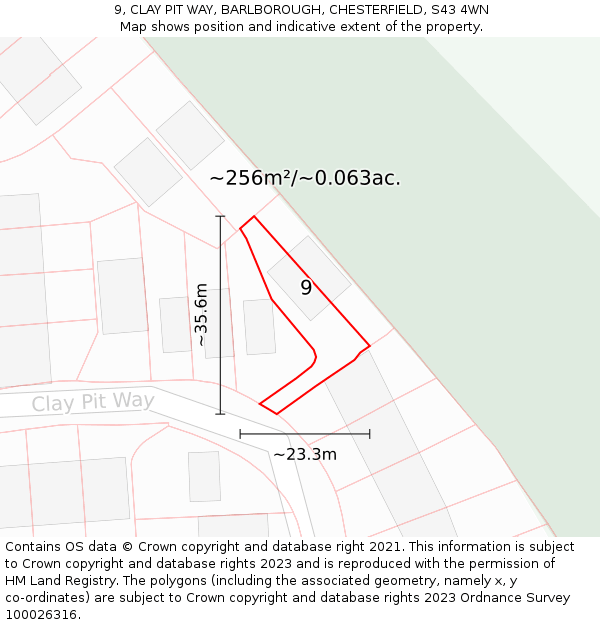 9, CLAY PIT WAY, BARLBOROUGH, CHESTERFIELD, S43 4WN: Plot and title map