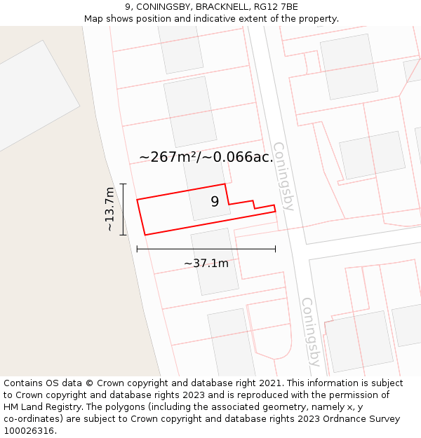 9, CONINGSBY, BRACKNELL, RG12 7BE: Plot and title map