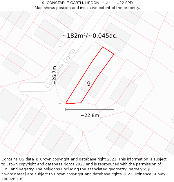 9, CONSTABLE GARTH, HEDON, HULL, HU12 8PD: Plot and title map