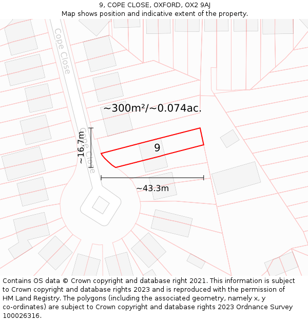 9, COPE CLOSE, OXFORD, OX2 9AJ: Plot and title map