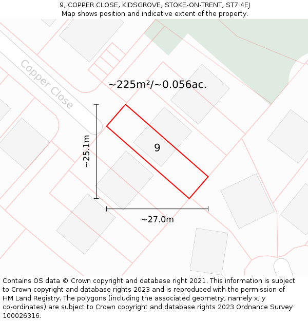 9, COPPER CLOSE, KIDSGROVE, STOKE-ON-TRENT, ST7 4EJ: Plot and title map