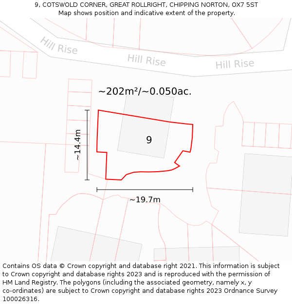 9, COTSWOLD CORNER, GREAT ROLLRIGHT, CHIPPING NORTON, OX7 5ST: Plot and title map