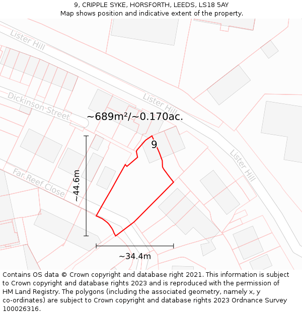 9, CRIPPLE SYKE, HORSFORTH, LEEDS, LS18 5AY: Plot and title map