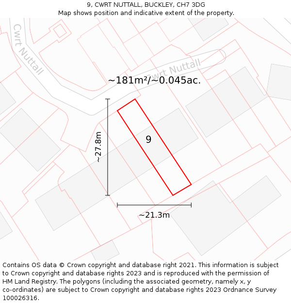 9, CWRT NUTTALL, BUCKLEY, CH7 3DG: Plot and title map