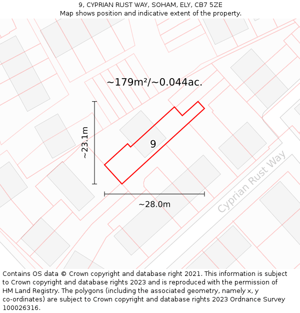 9, CYPRIAN RUST WAY, SOHAM, ELY, CB7 5ZE: Plot and title map