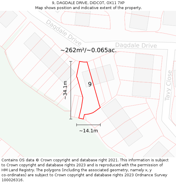 9, DAGDALE DRIVE, DIDCOT, OX11 7XP: Plot and title map