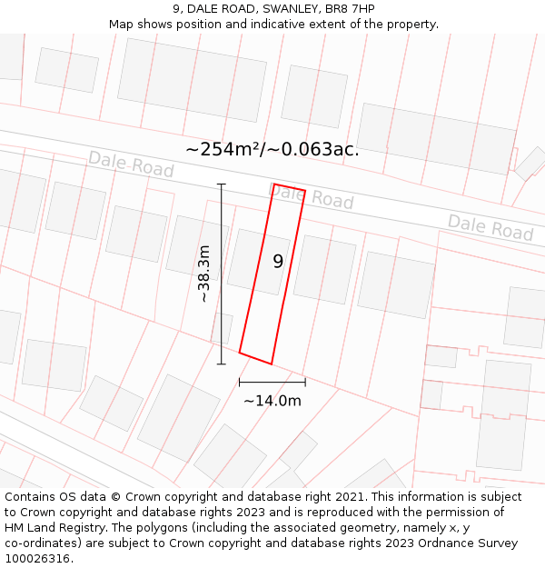 9, DALE ROAD, SWANLEY, BR8 7HP: Plot and title map