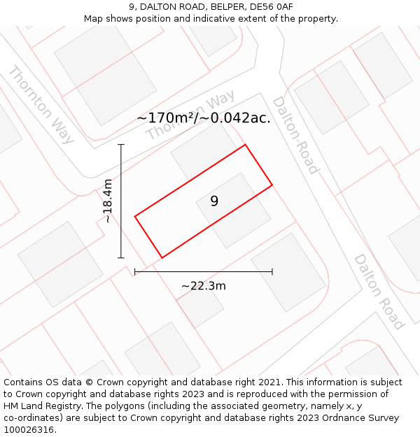 9, DALTON ROAD, BELPER, DE56 0AF: Plot and title map