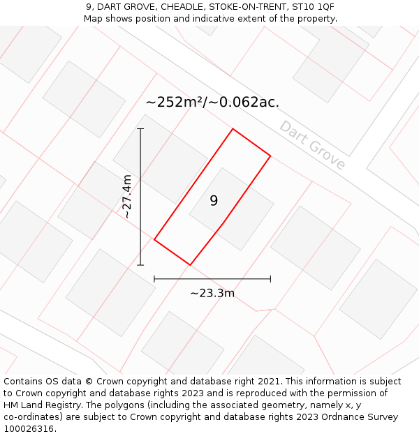 9, DART GROVE, CHEADLE, STOKE-ON-TRENT, ST10 1QF: Plot and title map