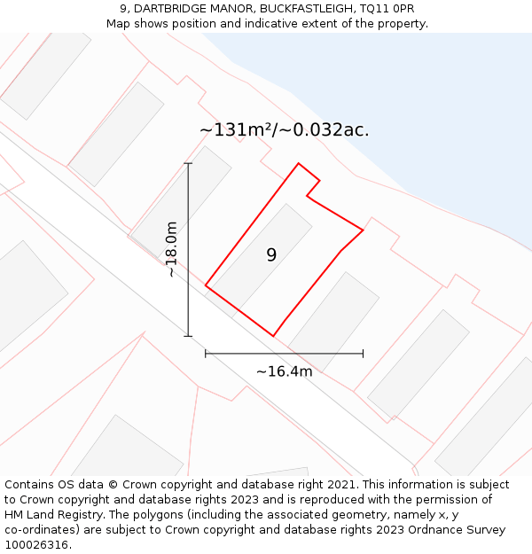 9, DARTBRIDGE MANOR, BUCKFASTLEIGH, TQ11 0PR: Plot and title map