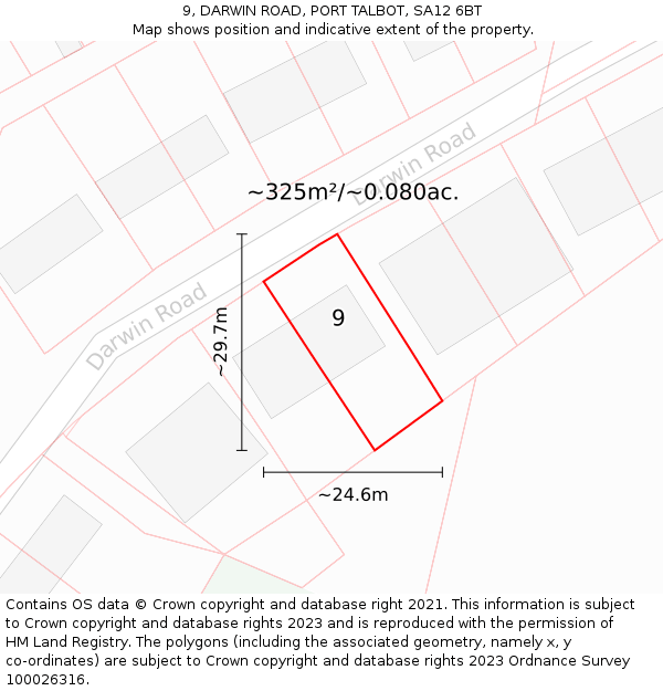 9, DARWIN ROAD, PORT TALBOT, SA12 6BT: Plot and title map