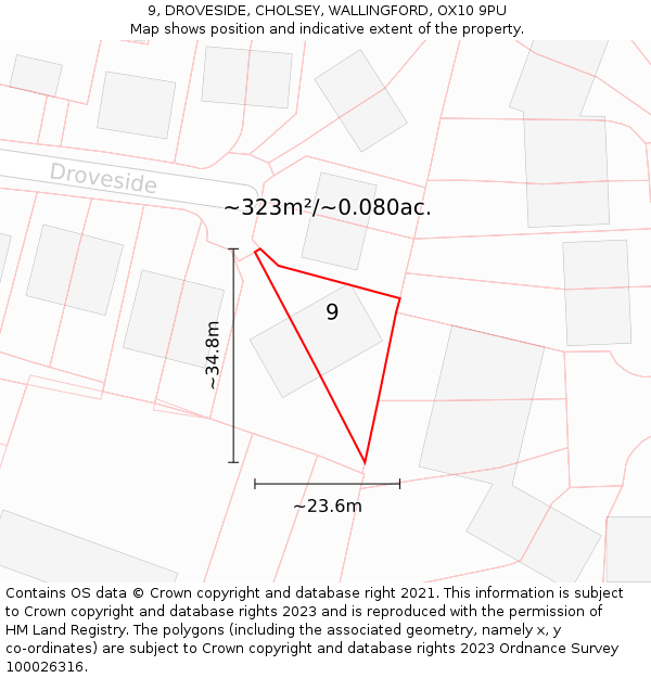 9, DROVESIDE, CHOLSEY, WALLINGFORD, OX10 9PU: Plot and title map