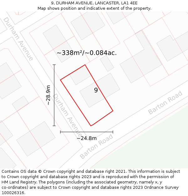 9, DURHAM AVENUE, LANCASTER, LA1 4EE: Plot and title map