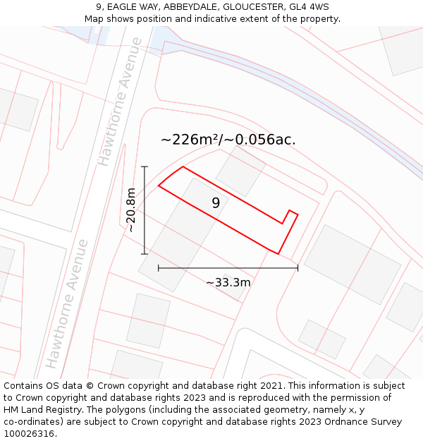 9, EAGLE WAY, ABBEYDALE, GLOUCESTER, GL4 4WS: Plot and title map
