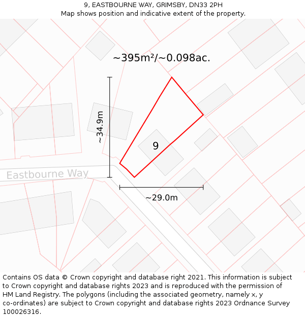 9, EASTBOURNE WAY, GRIMSBY, DN33 2PH: Plot and title map