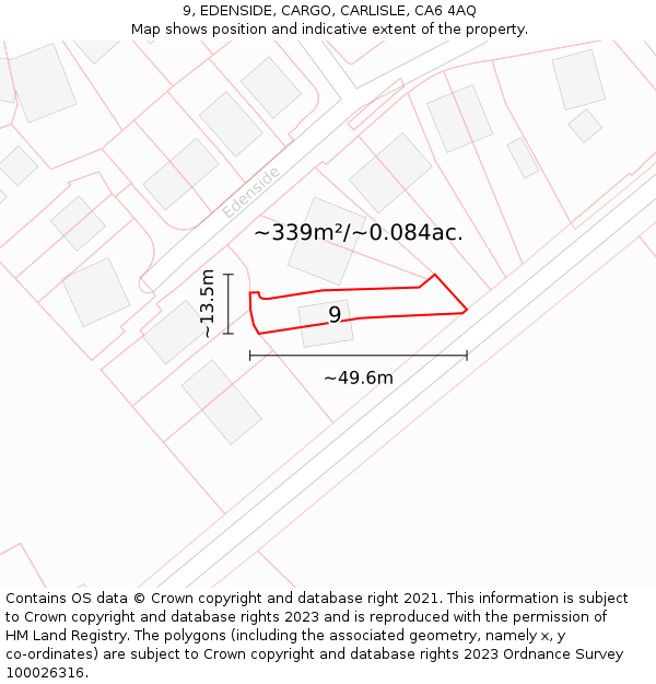 9, EDENSIDE, CARGO, CARLISLE, CA6 4AQ: Plot and title map