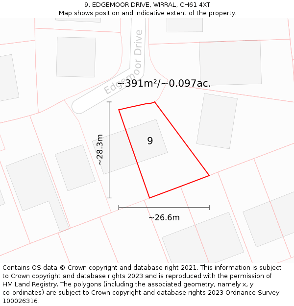 9, EDGEMOOR DRIVE, WIRRAL, CH61 4XT: Plot and title map