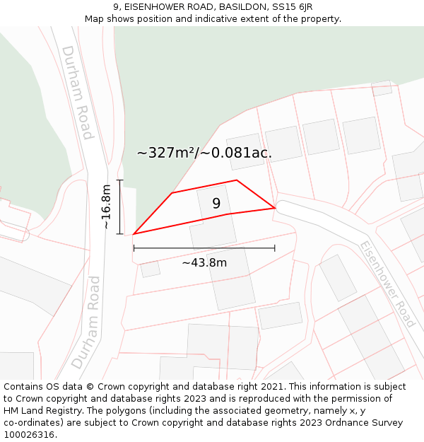 9, EISENHOWER ROAD, BASILDON, SS15 6JR: Plot and title map