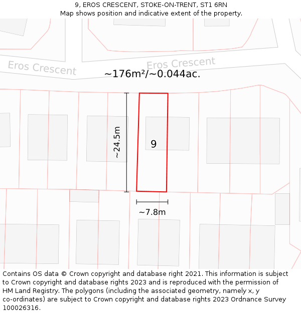 9, EROS CRESCENT, STOKE-ON-TRENT, ST1 6RN: Plot and title map
