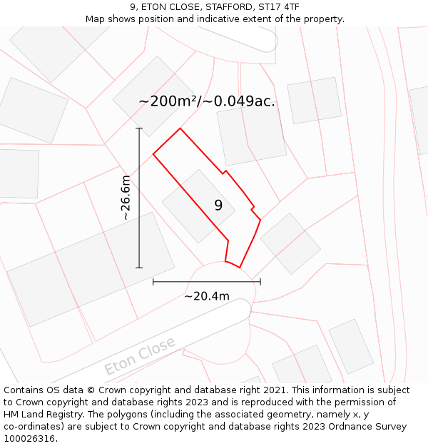 9, ETON CLOSE, STAFFORD, ST17 4TF: Plot and title map
