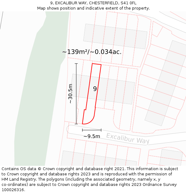 9, EXCALIBUR WAY, CHESTERFIELD, S41 0FL: Plot and title map