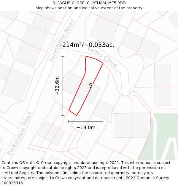 9, FAGUS CLOSE, CHATHAM, ME5 9DD: Plot and title map