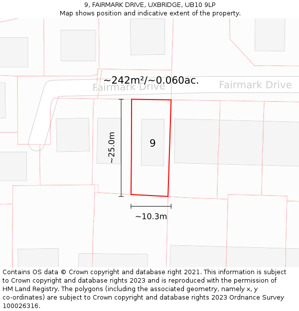 9, FAIRMARK DRIVE, UXBRIDGE, UB10 9LP: Plot and title map
