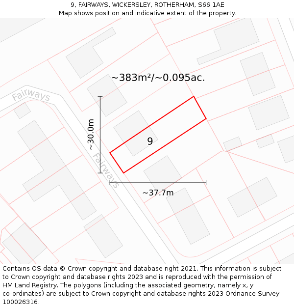 9, FAIRWAYS, WICKERSLEY, ROTHERHAM, S66 1AE: Plot and title map