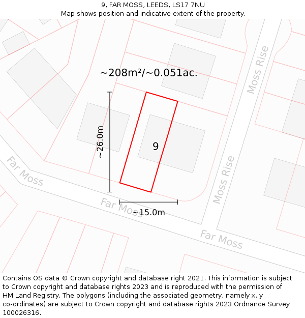 9, FAR MOSS, LEEDS, LS17 7NU: Plot and title map