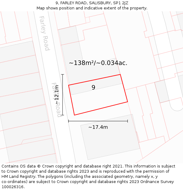 9, FARLEY ROAD, SALISBURY, SP1 2JZ: Plot and title map