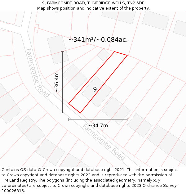 9, FARMCOMBE ROAD, TUNBRIDGE WELLS, TN2 5DE: Plot and title map