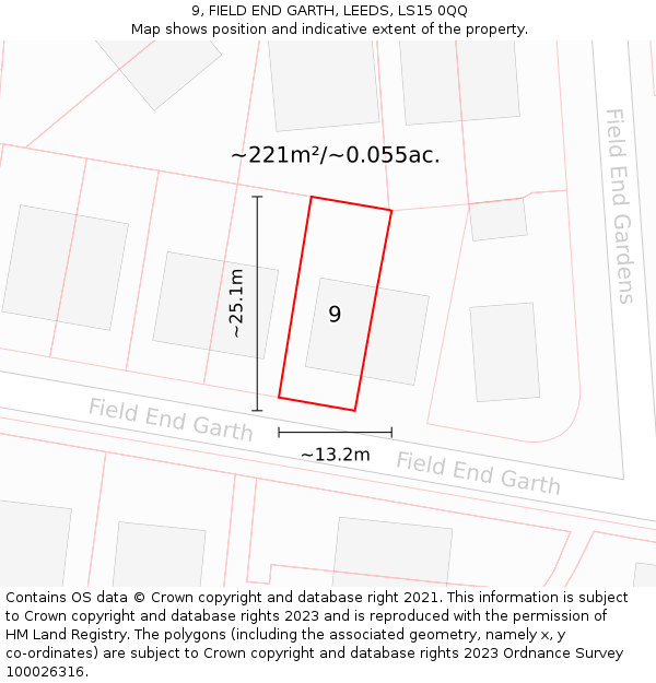 9, FIELD END GARTH, LEEDS, LS15 0QQ: Plot and title map