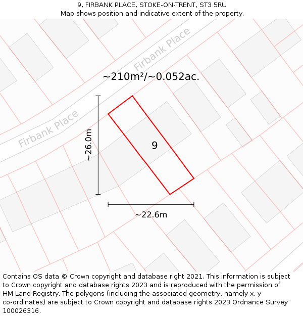 9, FIRBANK PLACE, STOKE-ON-TRENT, ST3 5RU: Plot and title map