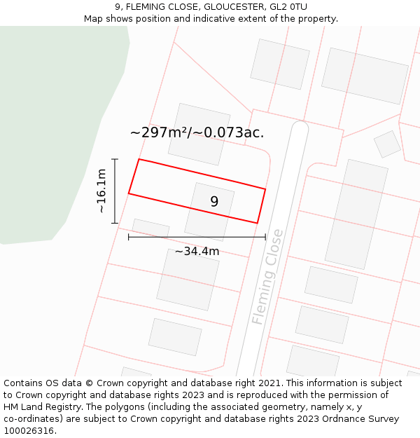 9, FLEMING CLOSE, GLOUCESTER, GL2 0TU: Plot and title map