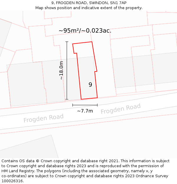 9, FROGDEN ROAD, SWINDON, SN1 7AP: Plot and title map