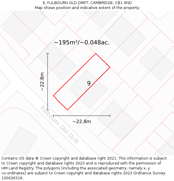 9, FULBOURN OLD DRIFT, CAMBRIDGE, CB1 9ND: Plot and title map