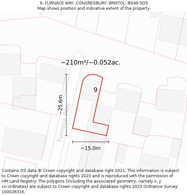 9, FURNACE WAY, CONGRESBURY, BRISTOL, BS49 5DS: Plot and title map