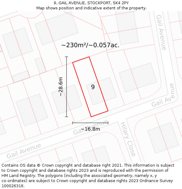 9, GAIL AVENUE, STOCKPORT, SK4 2PY: Plot and title map