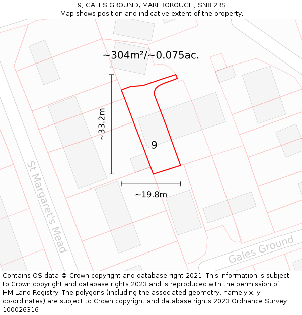 9, GALES GROUND, MARLBOROUGH, SN8 2RS: Plot and title map