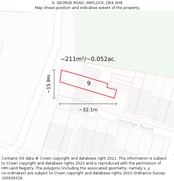 9, GEORGE ROAD, MATLOCK, DE4 3HA: Plot and title map