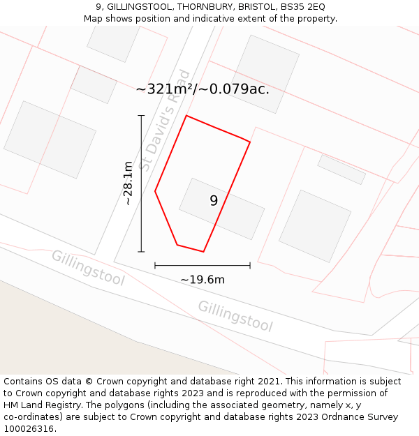 9, GILLINGSTOOL, THORNBURY, BRISTOL, BS35 2EQ: Plot and title map